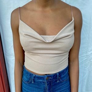 Nude strappy crop top